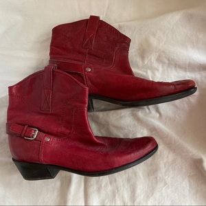 Franco Sarto dark red short cowboy boots